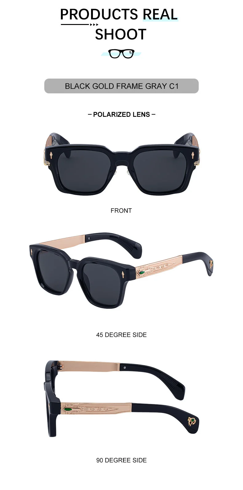 Black Zinc Alloy Men's Retro Square Polarized Sunglasses - New High-End Fashion Eyewear with Unique Design – Premium UV Protection Shades for Outdoor - Details 15