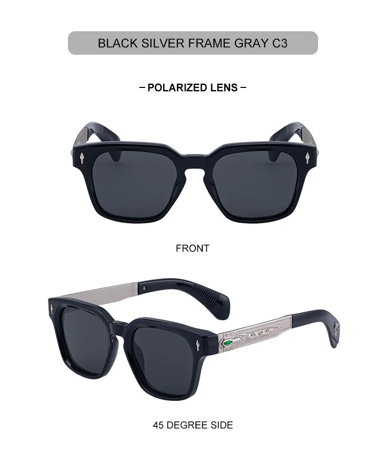 Black Zinc Alloy Men's Retro Square Polarized Sunglasses - New High-End Fashion Eyewear with Unique Design – Premium UV Protection Shades for Outdoor - Details 16