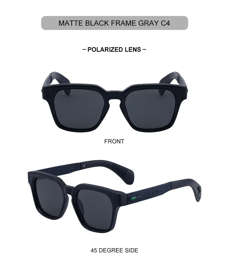 Black Zinc Alloy Men's Retro Square Polarized Sunglasses - New High-End Fashion Eyewear with Unique Design – Premium UV Protection Shades for Outdoor - Details 17