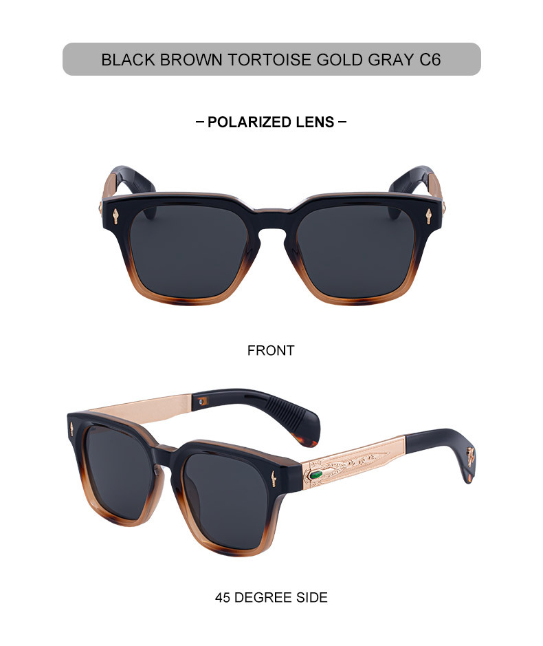 Black Zinc Alloy Men's Retro Square Polarized Sunglasses - New High-End Fashion Eyewear with Unique Design – Premium UV Protection Shades for Outdoor - Details 18