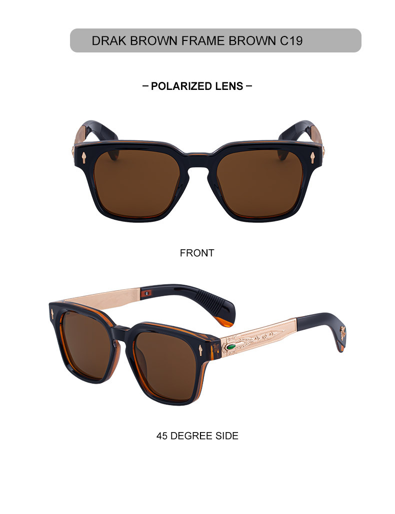 Black Zinc Alloy Men's Retro Square Polarized Sunglasses - New High-End Fashion Eyewear with Unique Design – Premium UV Protection Shades for Outdoor - Details 20