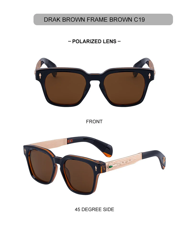 Black Zinc Alloy Men's Retro Square Polarized Sunglasses - New High-End Fashion Eyewear with Unique Design – Premium UV Protection Shades for Outdoor - Details 20