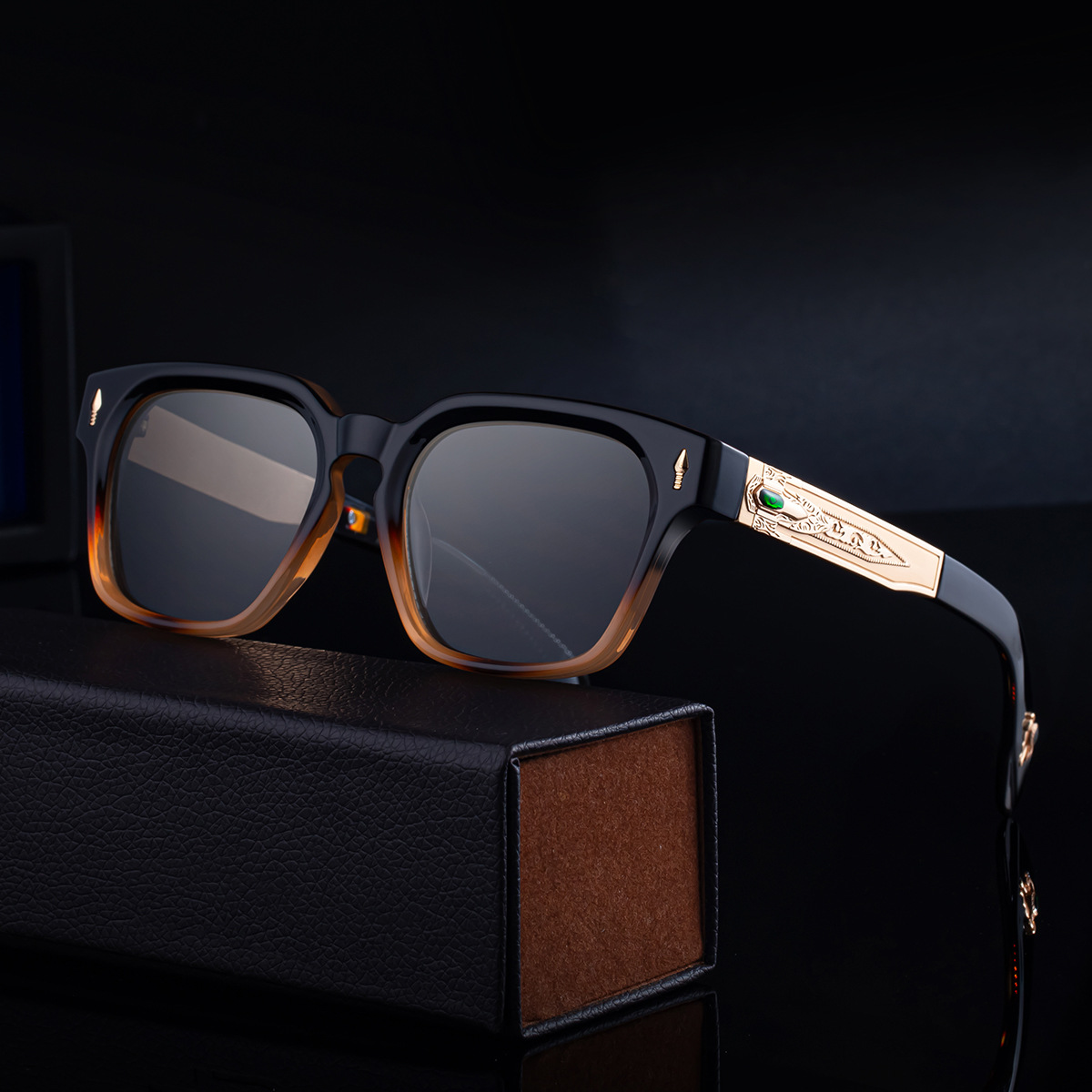 Black Zinc Alloy Men's Retro Square Polarized Sunglasses - New High-End Fashion Eyewear with Unique Design – Premium UV Protection Shades for Outdoor - View 1