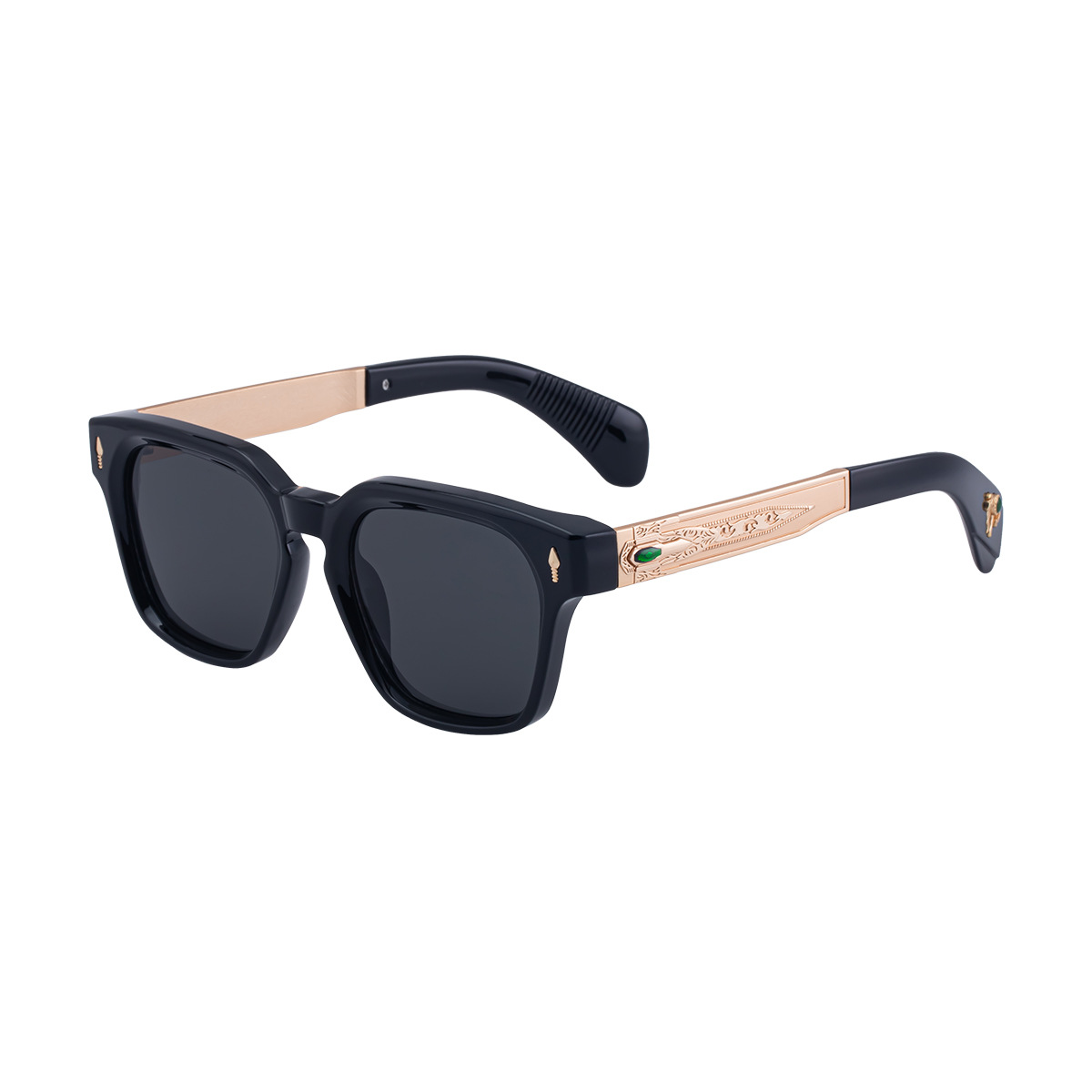 Black Zinc Alloy Men's Retro Square Polarized Sunglasses - New High-End Fashion Eyewear with Unique Design – Premium UV Protection Shades for Outdoor - View 4