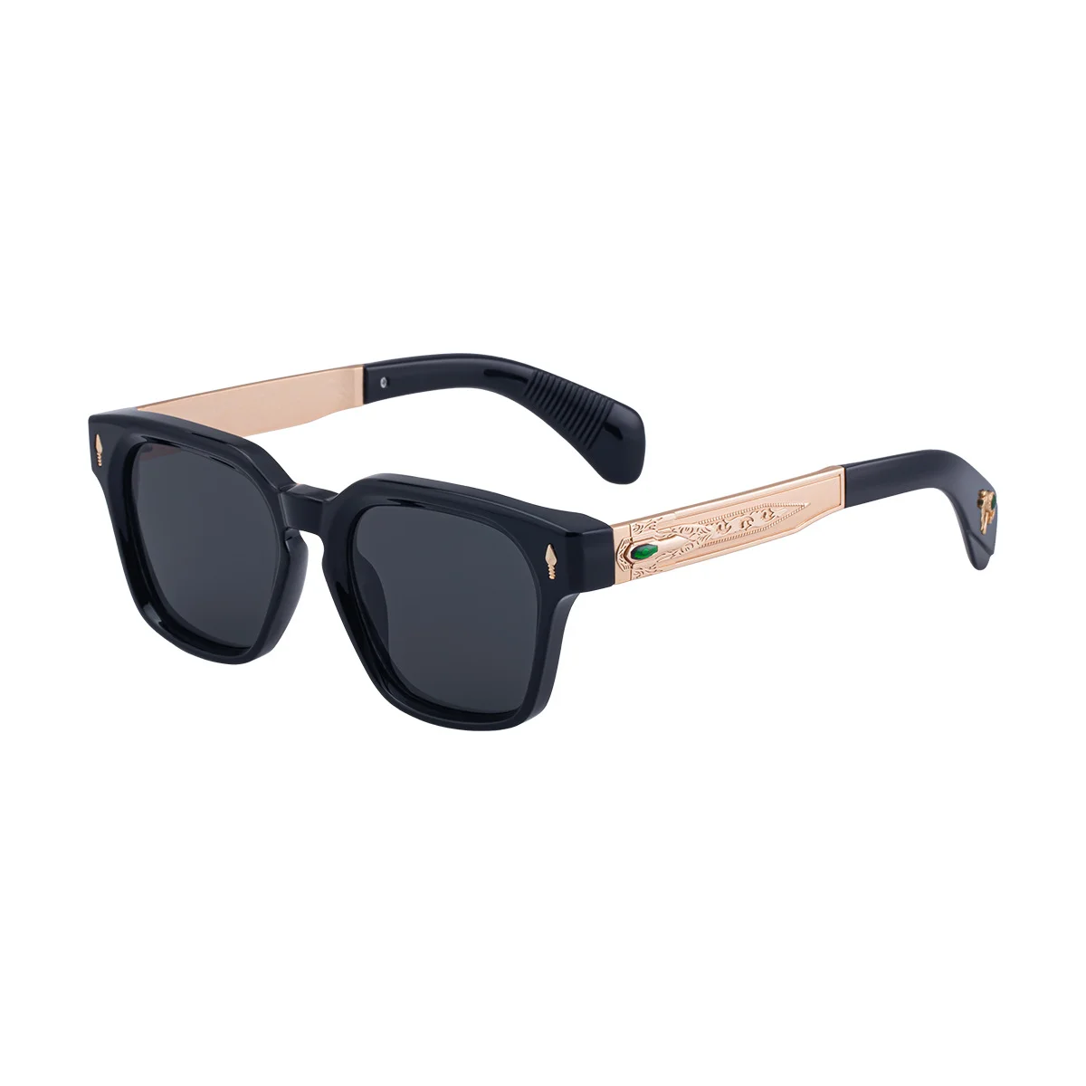 Black Zinc Alloy Men's Retro Square Polarized Sunglasses - New High-End Fashion Eyewear with Unique Design – Premium UV Protection Shades for Outdoor - View 4