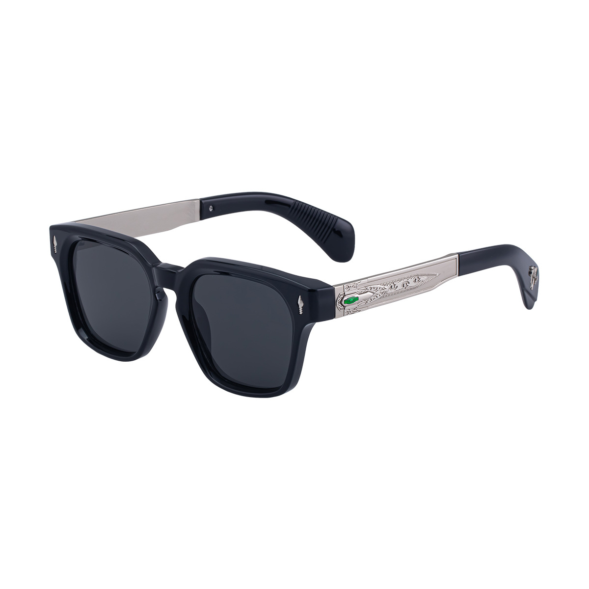Black Zinc Alloy Men's Retro Square Polarized Sunglasses - New High-End Fashion Eyewear with Unique Design – Premium UV Protection Shades for Outdoor - View 5