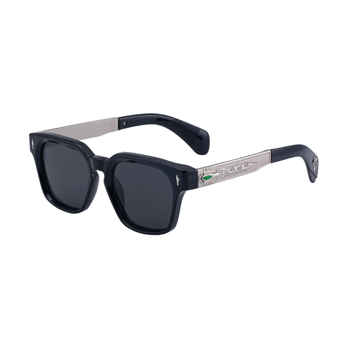 Black Zinc Alloy Men's Retro Square Polarized Sunglasses - New High-End Fashion Eyewear with Unique Design – Premium UV Protection Shades for Outdoor - View 5