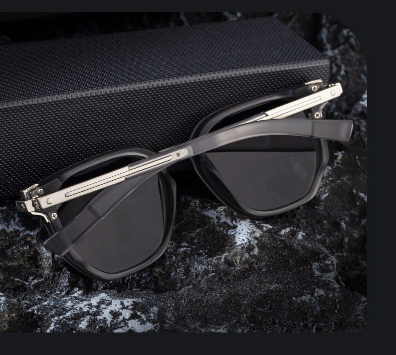 Black Zinc Alloy Men's Trendy Polygon Sunglasses - New Unique Design with Durable Zinc Alloy Temples – High-End Fashion Sun Protection Eyewear - Details 6