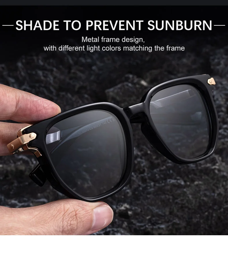 Black Zinc Alloy Men's Trendy Polygon Sunglasses - New Unique Design with Durable Zinc Alloy Temples – High-End Fashion Sun Protection Eyewear - Details 8