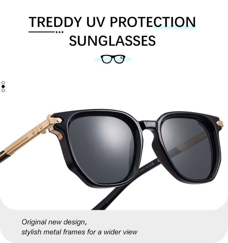 Black Zinc Alloy Men's Trendy Polygon Sunglasses - New Unique Design with Durable Zinc Alloy Temples – High-End Fashion Sun Protection Eyewear - Details 10