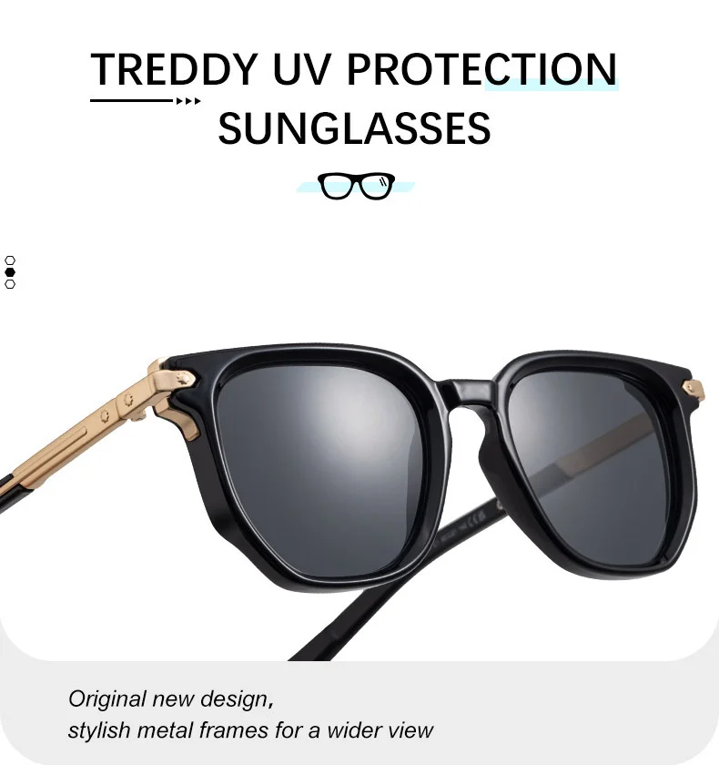 Black Zinc Alloy Men's Trendy Polygon Sunglasses - New Unique Design with Durable Zinc Alloy Temples – High-End Fashion Sun Protection Eyewear - Details 10