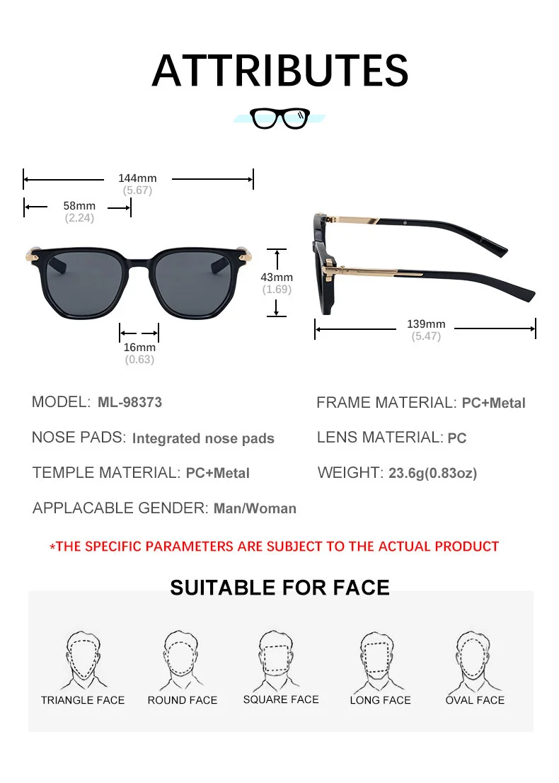 Black Zinc Alloy Men's Trendy Polygon Sunglasses - New Unique Design with Durable Zinc Alloy Temples – High-End Fashion Sun Protection Eyewear - Details 15