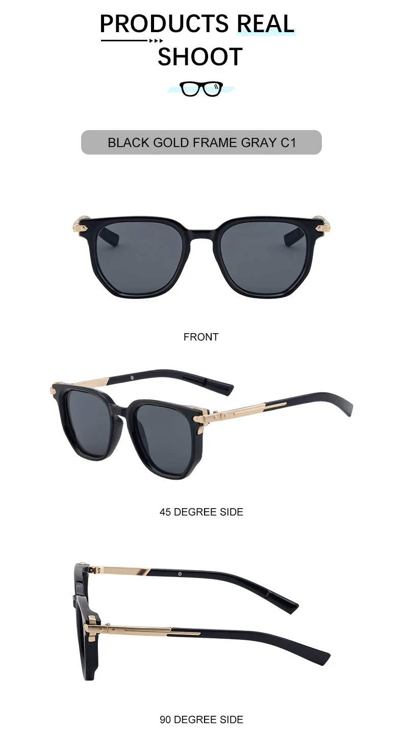 Black Zinc Alloy Men's Trendy Polygon Sunglasses - New Unique Design with Durable Zinc Alloy Temples – High-End Fashion Sun Protection Eyewear - Details 16