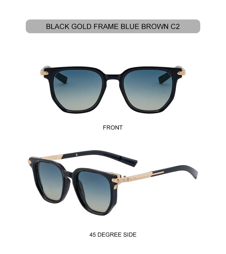 Black Zinc Alloy Men's Trendy Polygon Sunglasses - New Unique Design with Durable Zinc Alloy Temples – High-End Fashion Sun Protection Eyewear - Details 17