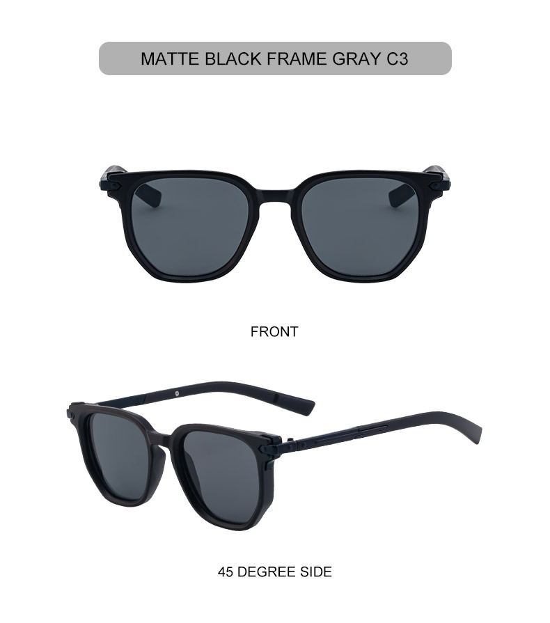 Black Zinc Alloy Men's Trendy Polygon Sunglasses - New Unique Design with Durable Zinc Alloy Temples – High-End Fashion Sun Protection Eyewear - Details 18