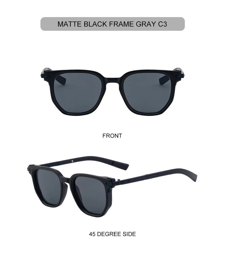 Black Zinc Alloy Men's Trendy Polygon Sunglasses - New Unique Design with Durable Zinc Alloy Temples – High-End Fashion Sun Protection Eyewear - Details 18