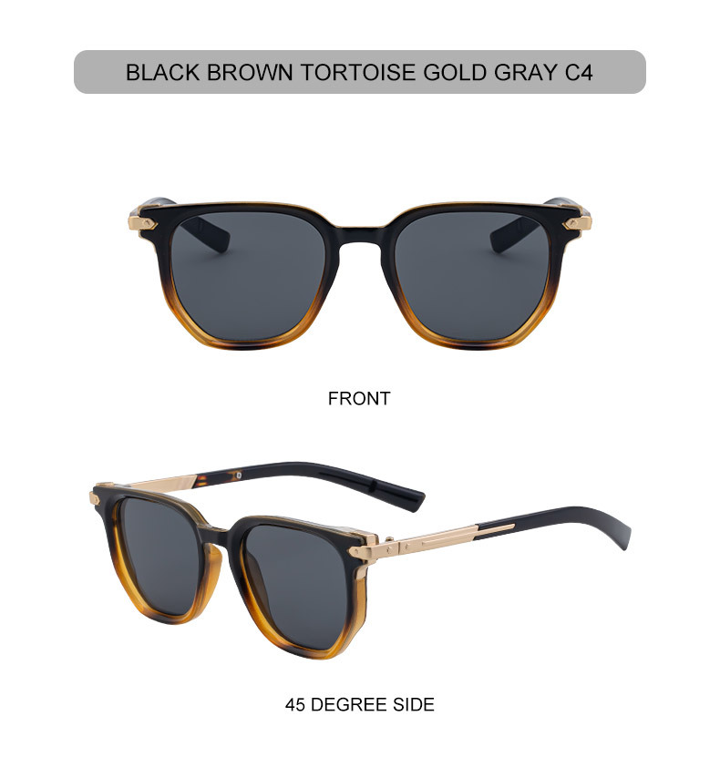 Black Zinc Alloy Men's Trendy Polygon Sunglasses - New Unique Design with Durable Zinc Alloy Temples – High-End Fashion Sun Protection Eyewear - Details 19