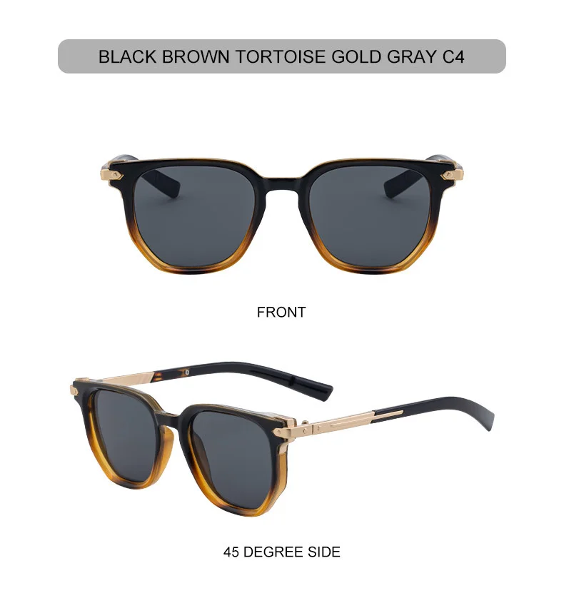 Black Zinc Alloy Men's Trendy Polygon Sunglasses - New Unique Design with Durable Zinc Alloy Temples – High-End Fashion Sun Protection Eyewear - Details 19
