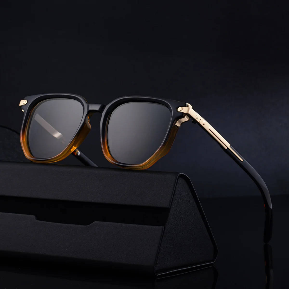Black Zinc Alloy Men's Trendy Polygon Sunglasses - New Unique Design with Durable Zinc Alloy Temples – High-End Fashion Sun Protection Eyewear - View 2