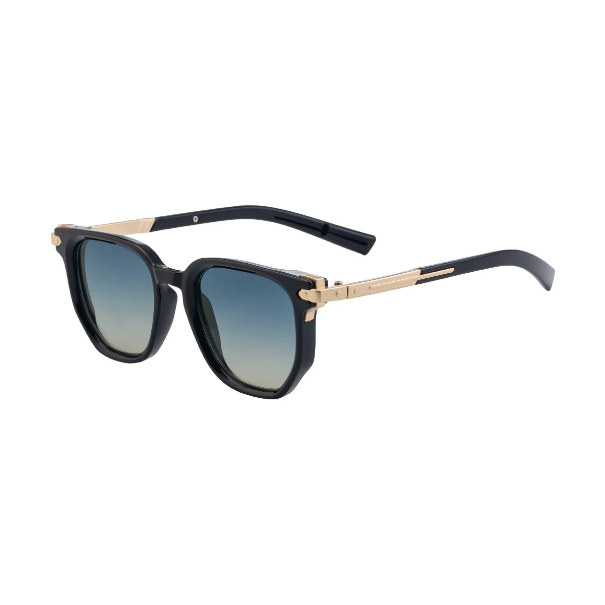 Black Zinc Alloy Men's Trendy Polygon Sunglasses - New Unique Design with Durable Zinc Alloy Temples – High-End Fashion Sun Protection Eyewear - View 5