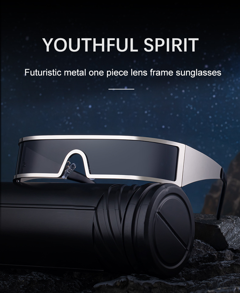 C1 Black Gray, C2 Gold Gray, C3 Silver Gray, C4 Gold Brown Copper alloy New Fashion Small Square Rimless Integrated Sunglasses - Personalized Metal UV Protection Shades - Details 5