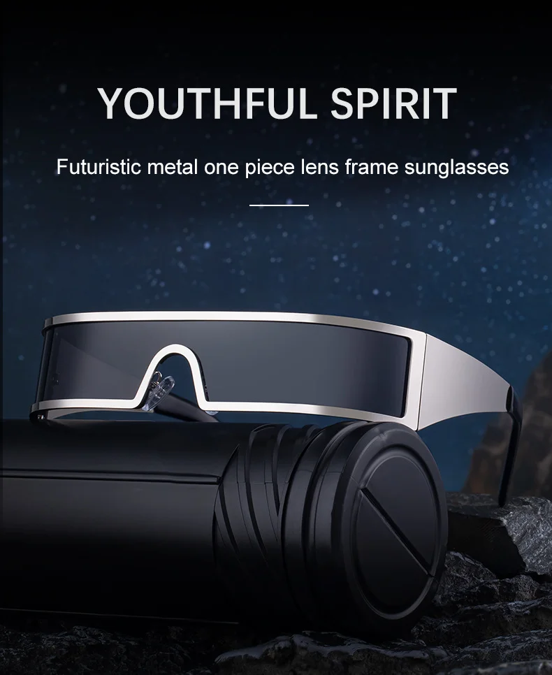 C1 Black Gray, C2 Gold Gray, C3 Silver Gray, C4 Gold Brown Copper alloy New Fashion Small Square Rimless Integrated Sunglasses - Personalized Metal UV Protection Shades - Details 5