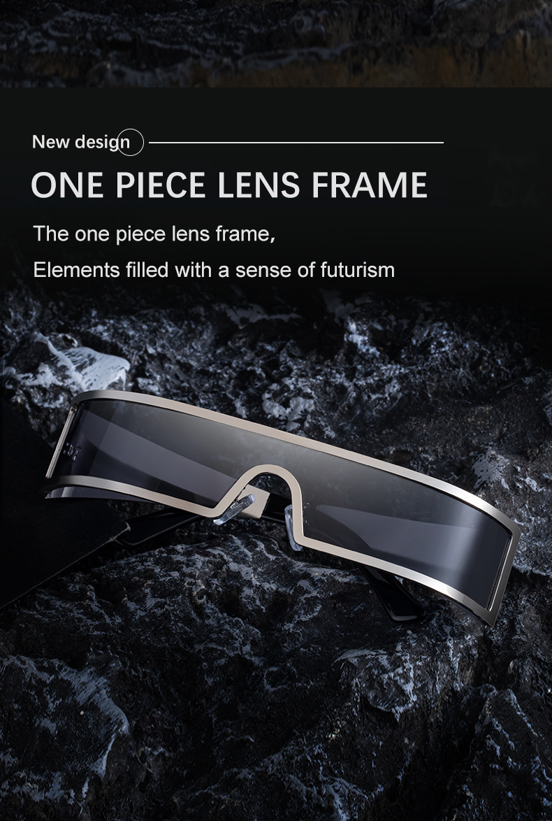 C1 Black Gray, C2 Gold Gray, C3 Silver Gray, C4 Gold Brown Copper alloy New Fashion Small Square Rimless Integrated Sunglasses - Personalized Metal UV Protection Shades - Details 6