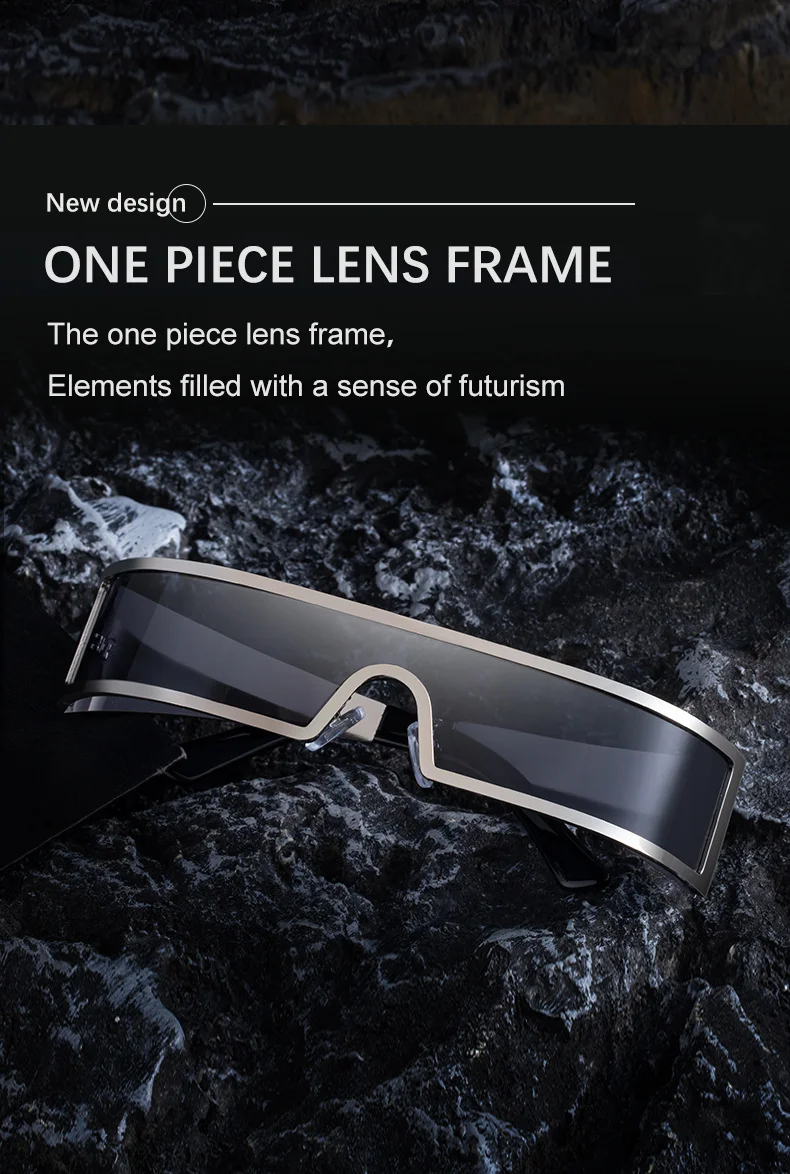 C1 Black Gray, C2 Gold Gray, C3 Silver Gray, C4 Gold Brown Copper alloy New Fashion Small Square Rimless Integrated Sunglasses - Personalized Metal UV Protection Shades - Details 6