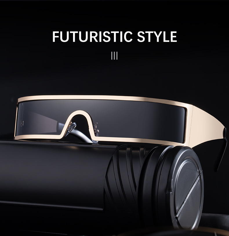 C1 Black Gray, C2 Gold Gray, C3 Silver Gray, C4 Gold Brown Copper alloy New Fashion Small Square Rimless Integrated Sunglasses - Personalized Metal UV Protection Shades - Details 9