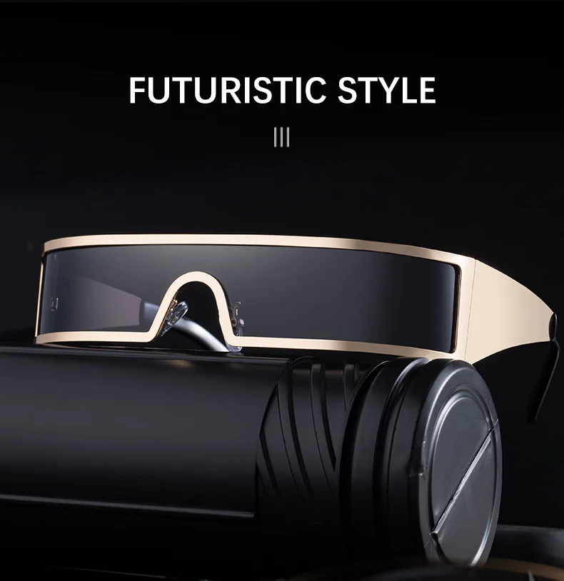 C1 Black Gray, C2 Gold Gray, C3 Silver Gray, C4 Gold Brown Copper alloy New Fashion Small Square Rimless Integrated Sunglasses - Personalized Metal UV Protection Shades - Details 9