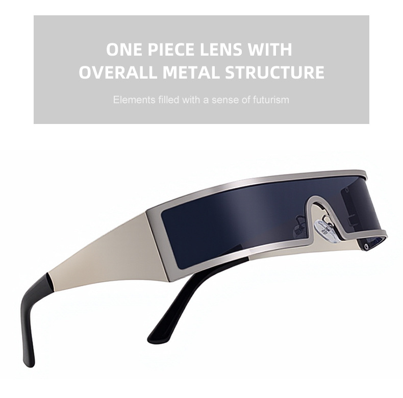 C1 Black Gray, C2 Gold Gray, C3 Silver Gray, C4 Gold Brown Copper alloy New Fashion Small Square Rimless Integrated Sunglasses - Personalized Metal UV Protection Shades - Details 11