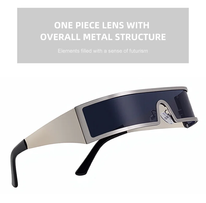 C1 Black Gray, C2 Gold Gray, C3 Silver Gray, C4 Gold Brown Copper alloy New Fashion Small Square Rimless Integrated Sunglasses - Personalized Metal UV Protection Shades - Details 11
