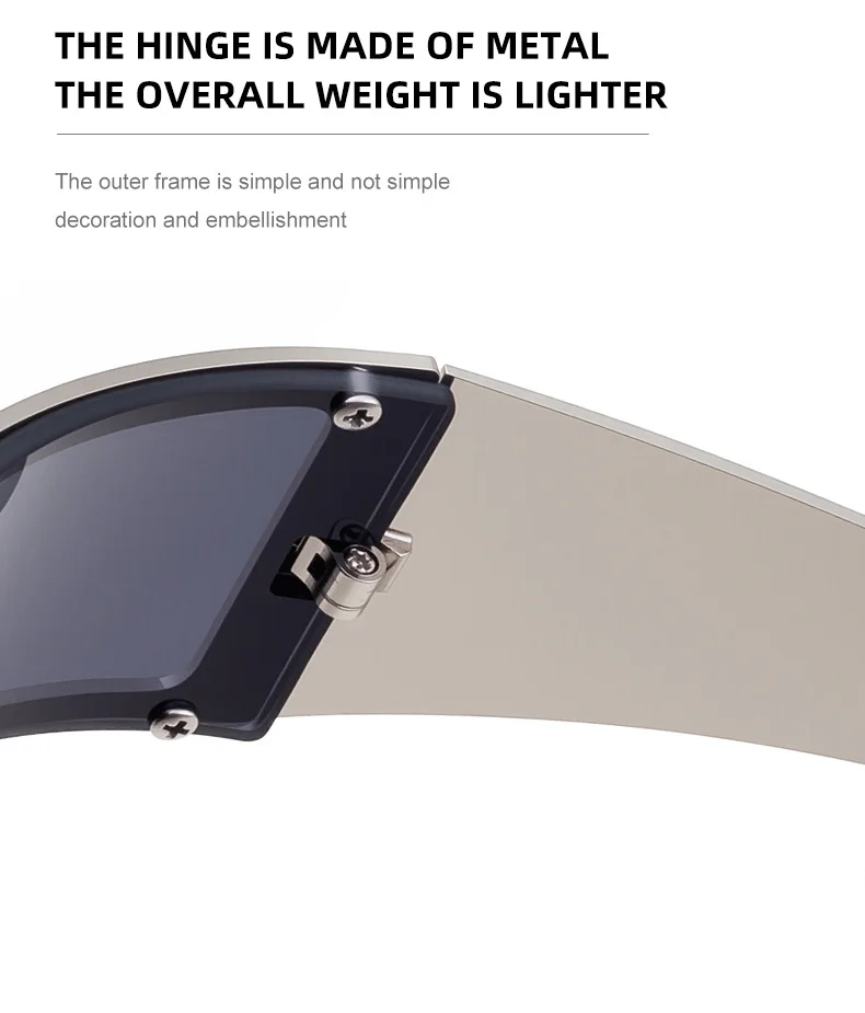 C1 Black Gray, C2 Gold Gray, C3 Silver Gray, C4 Gold Brown Copper alloy New Fashion Small Square Rimless Integrated Sunglasses - Personalized Metal UV Protection Shades - Details 13
