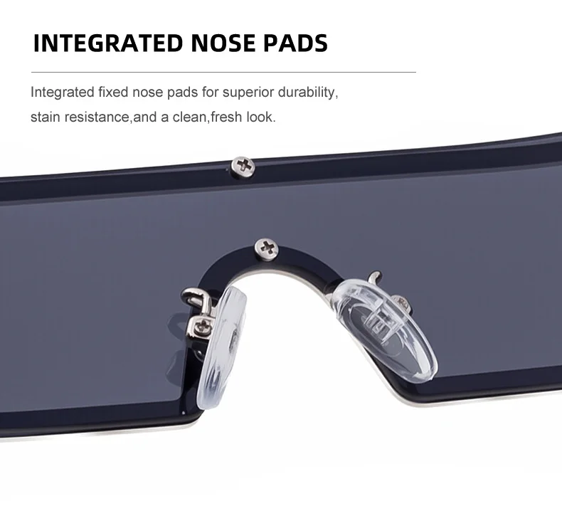 C1 Black Gray, C2 Gold Gray, C3 Silver Gray, C4 Gold Brown Copper alloy New Fashion Small Square Rimless Integrated Sunglasses - Personalized Metal UV Protection Shades - Details 14