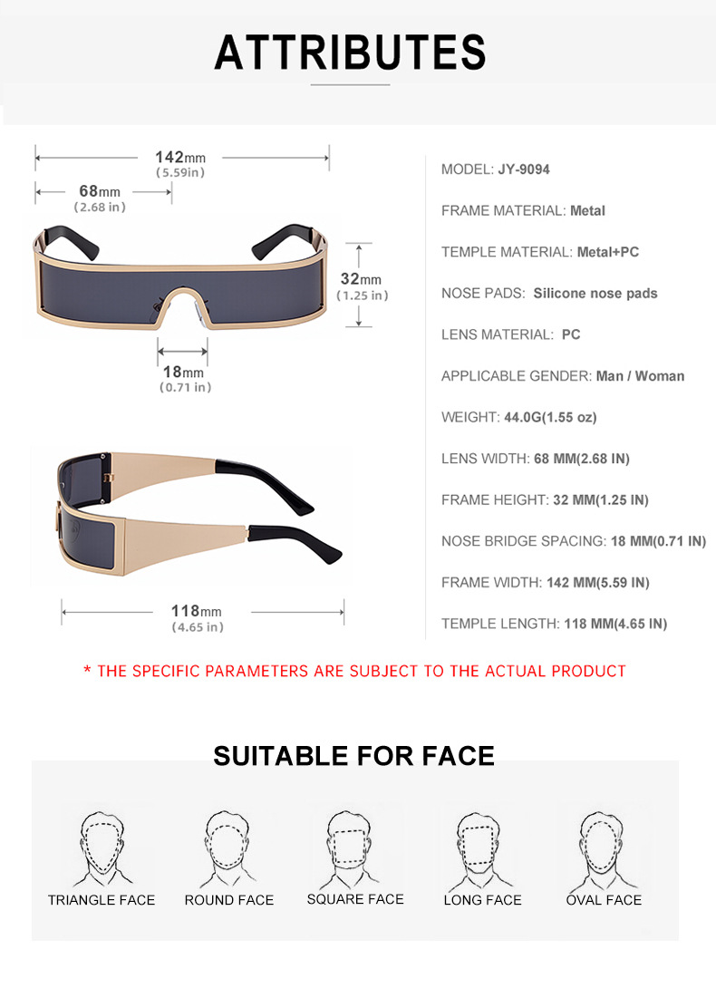 C1 Black Gray, C2 Gold Gray, C3 Silver Gray, C4 Gold Brown Copper alloy New Fashion Small Square Rimless Integrated Sunglasses - Personalized Metal UV Protection Shades - Details 16