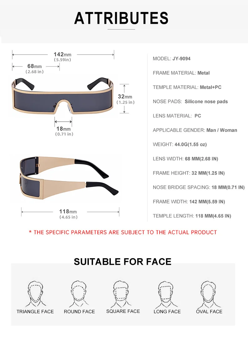 C1 Black Gray, C2 Gold Gray, C3 Silver Gray, C4 Gold Brown Copper alloy New Fashion Small Square Rimless Integrated Sunglasses - Personalized Metal UV Protection Shades - Details 16