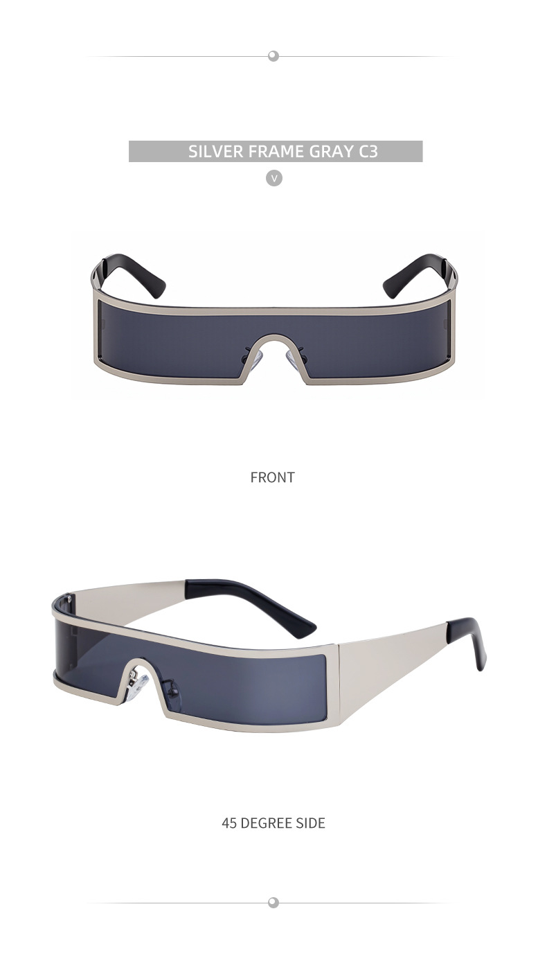 C1 Black Gray, C2 Gold Gray, C3 Silver Gray, C4 Gold Brown Copper alloy New Fashion Small Square Rimless Integrated Sunglasses - Personalized Metal UV Protection Shades - Details 20