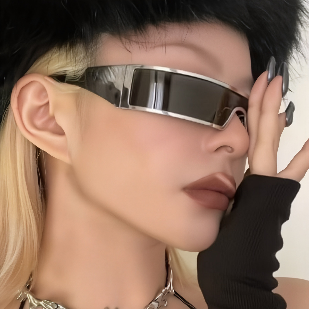 New Fashion Small Square Rimless Integrated Sunglasses - Personalized Metal UV Protection Shades