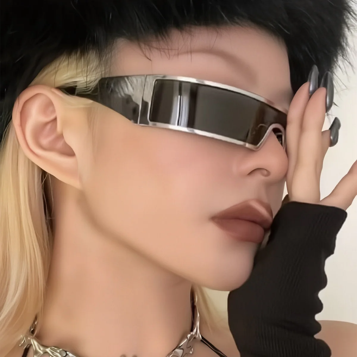 New Fashion Small Square Rimless Integrated Sunglasses - Personalized Metal UV Protection Shades