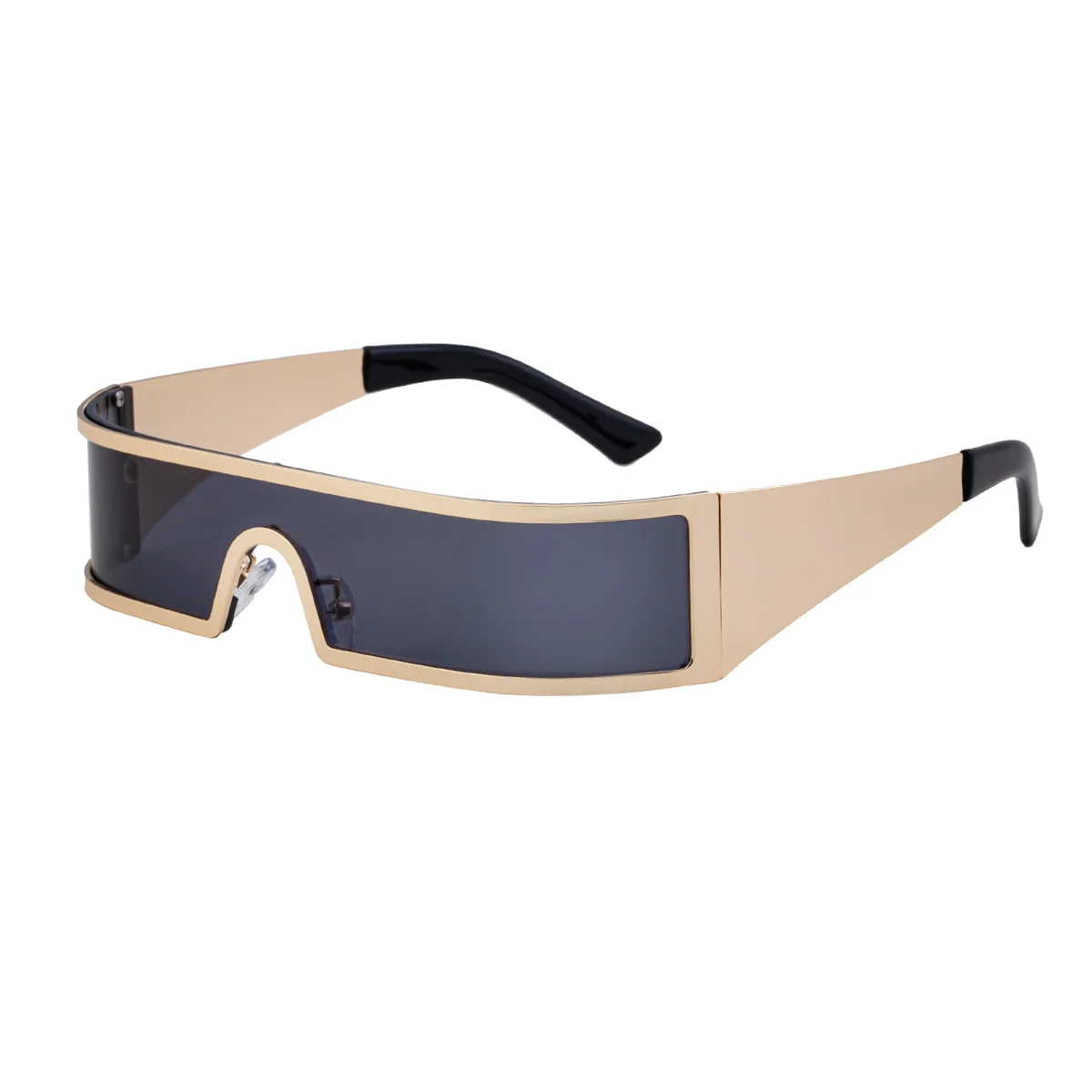 C1 Black Gray, C2 Gold Gray, C3 Silver Gray, C4 Gold Brown Copper alloy New Fashion Small Square Rimless Integrated Sunglasses - Personalized Metal UV Protection Shades - View 5