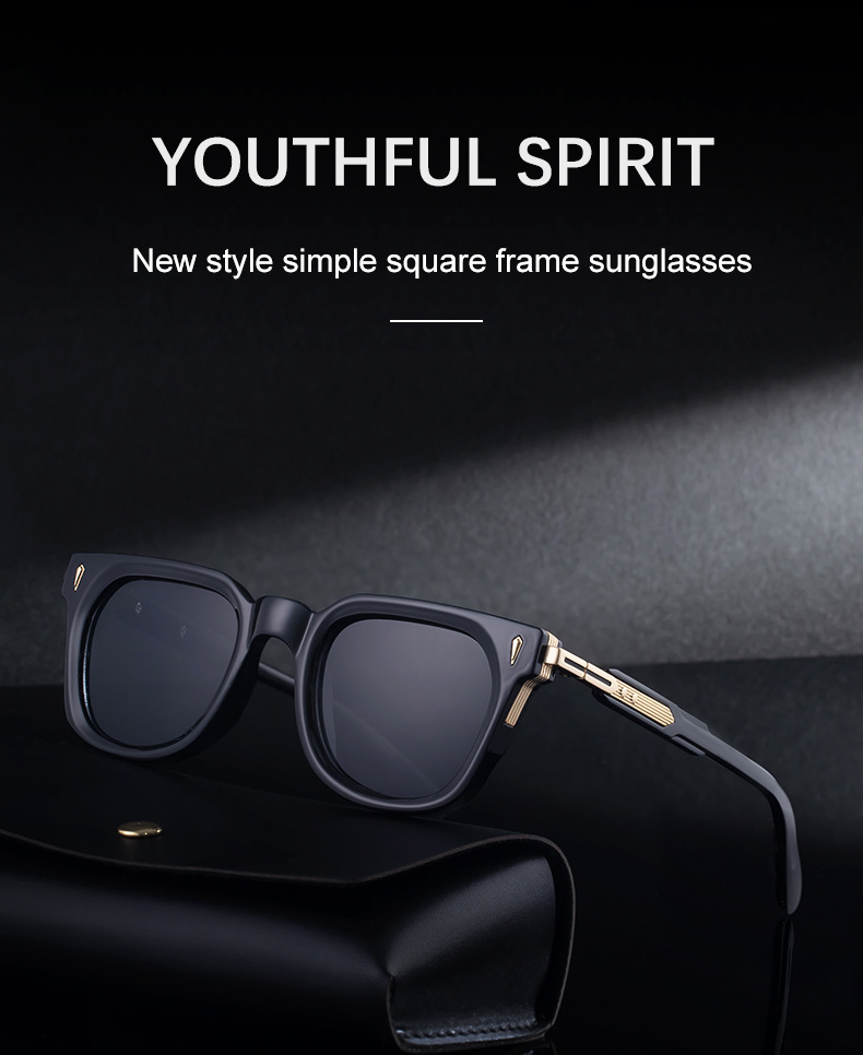Black Zinc Alloy New Men's Fashion Square Sunglasses - Premium Outdoor Driving UV Protection Eyewear - Details 1
