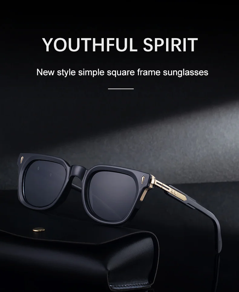 Black Zinc Alloy New Men's Fashion Square Sunglasses - Premium Outdoor Driving UV Protection Eyewear - Details 1