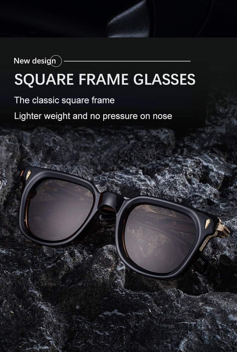 Black Zinc Alloy New Men's Fashion Square Sunglasses - Premium Outdoor Driving UV Protection Eyewear - Details 2