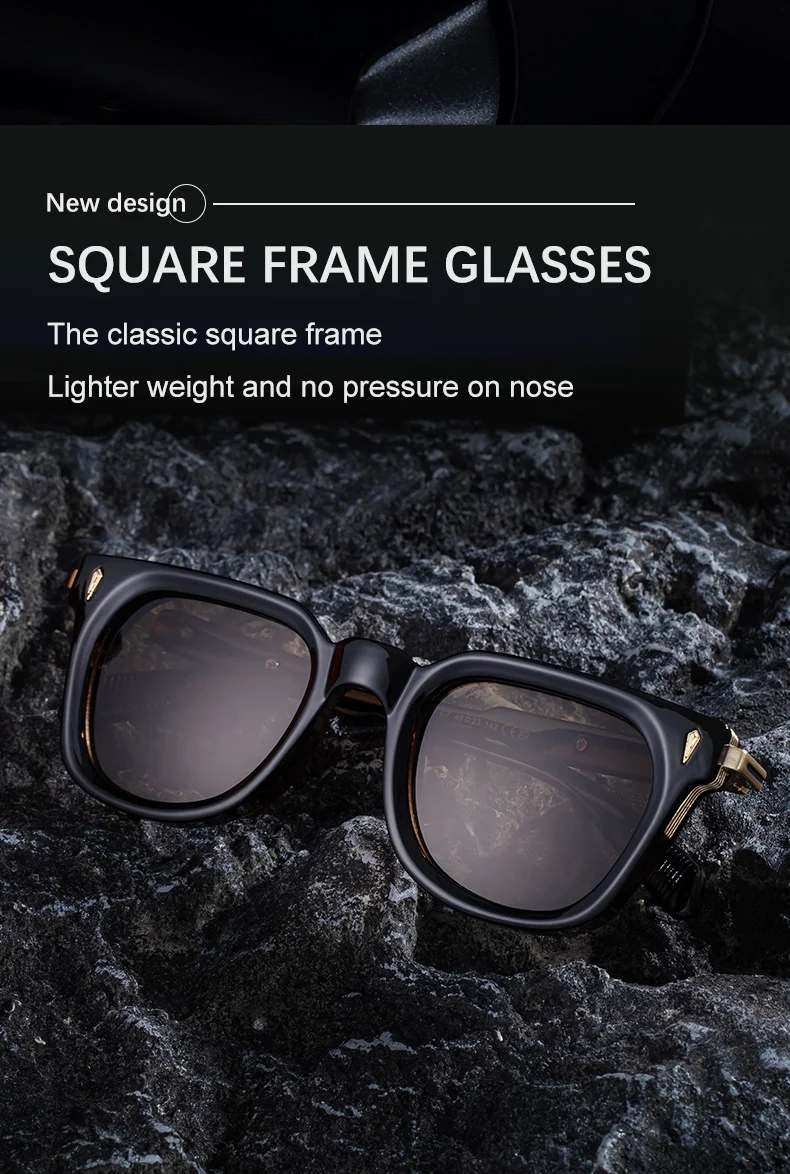 Black Zinc Alloy New Men's Fashion Square Sunglasses - Premium Outdoor Driving UV Protection Eyewear - Details 2