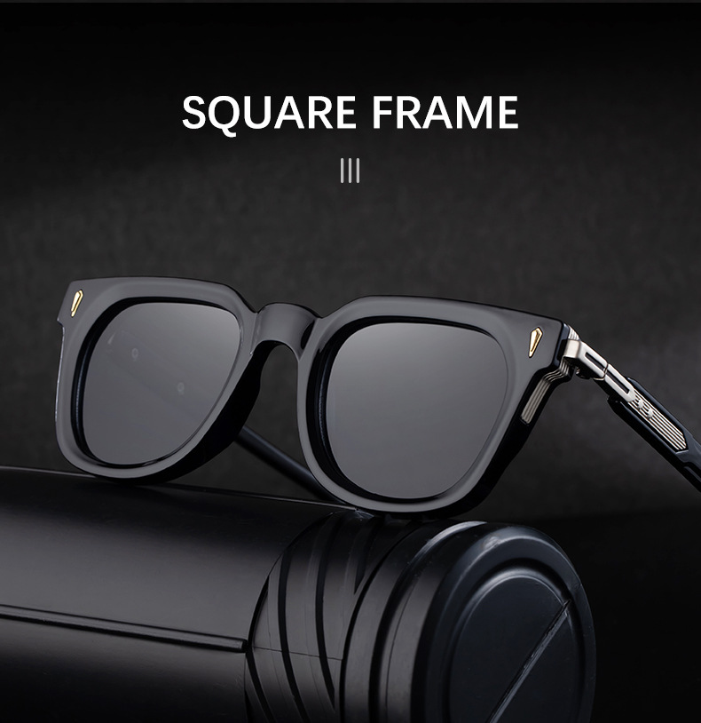 Black Zinc Alloy New Men's Fashion Square Sunglasses - Premium Outdoor Driving UV Protection Eyewear - Details 5
