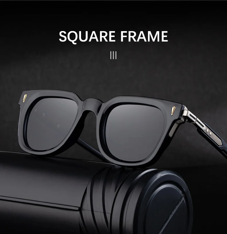 Black Zinc Alloy New Men's Fashion Square Sunglasses - Premium Outdoor Driving UV Protection Eyewear - Details 5