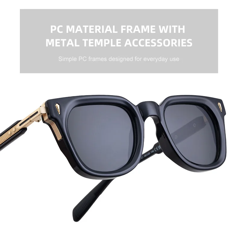Black Zinc Alloy New Men's Fashion Square Sunglasses - Premium Outdoor Driving UV Protection Eyewear - Details 7