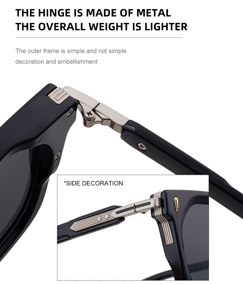 Black Zinc Alloy New Men's Fashion Square Sunglasses - Premium Outdoor Driving UV Protection Eyewear - Details 9