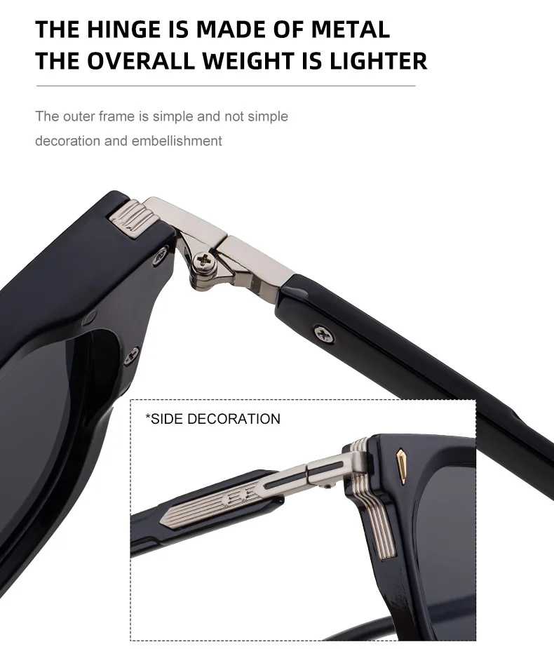 Black Zinc Alloy New Men's Fashion Square Sunglasses - Premium Outdoor Driving UV Protection Eyewear - Details 9