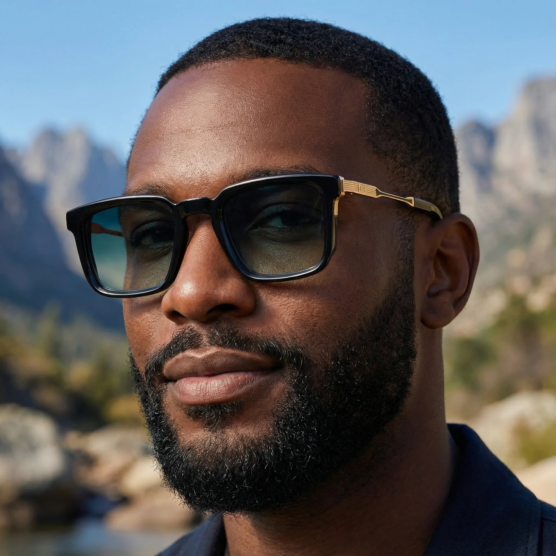 Black Zinc Alloy New Fashion Men's Square Sunglasses with Zinc Alloy Temples - Outdoor UV Protection Shades - Details 4